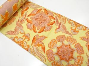 アンティーク　華紋に尾長鳥模様織り出し　八寸帯地反物